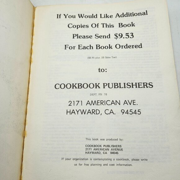 Vintage Fremont Newark California Community Cookbook - Picture 7 of 7